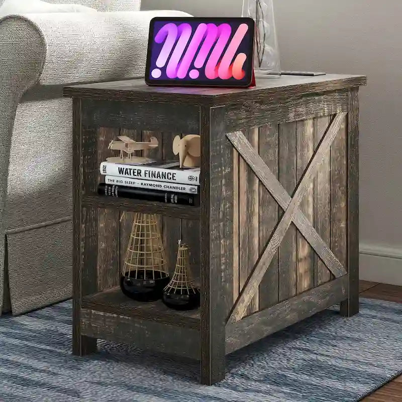 Moasis Charging End Table with Storage - Side Table Featuring 2 Power Outlets & 2 USB Ports for Living Room 17