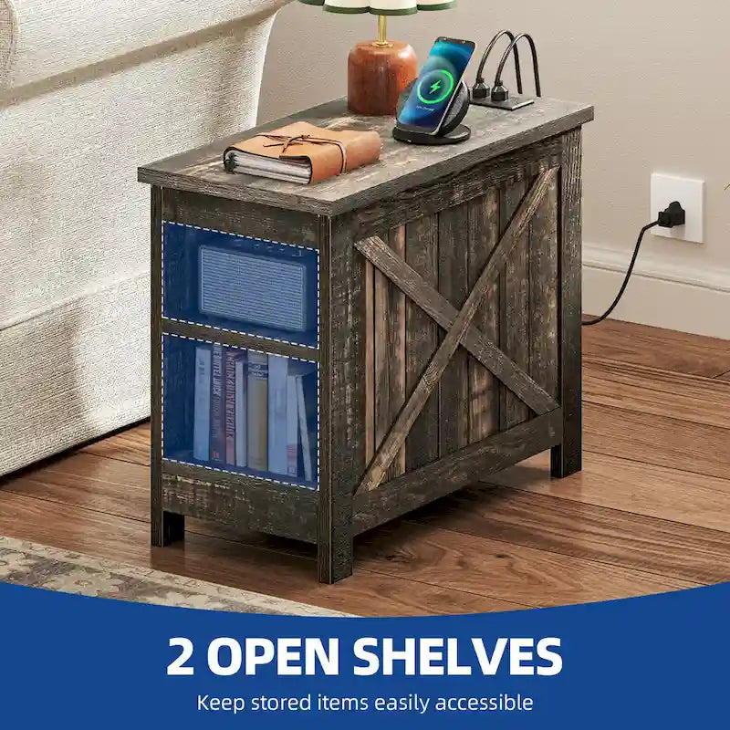 Moasis Charging End Table with Storage - Side Table Featuring 2 Power Outlets & 2 USB Ports for Living Room 18