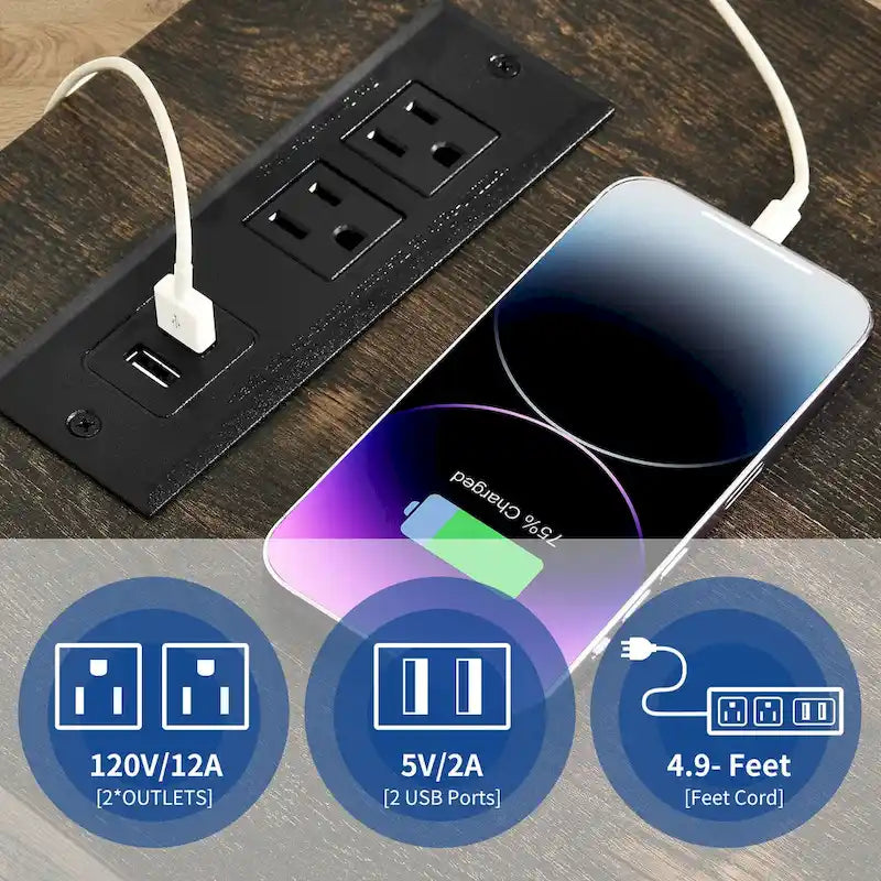 Moasis Charging End Table with Storage - Side Table Featuring 2 Power Outlets & 2 USB Ports for Living Room 19