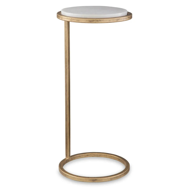 Copper Grove Vintage Gold Iron and White Marble Accent Table 1