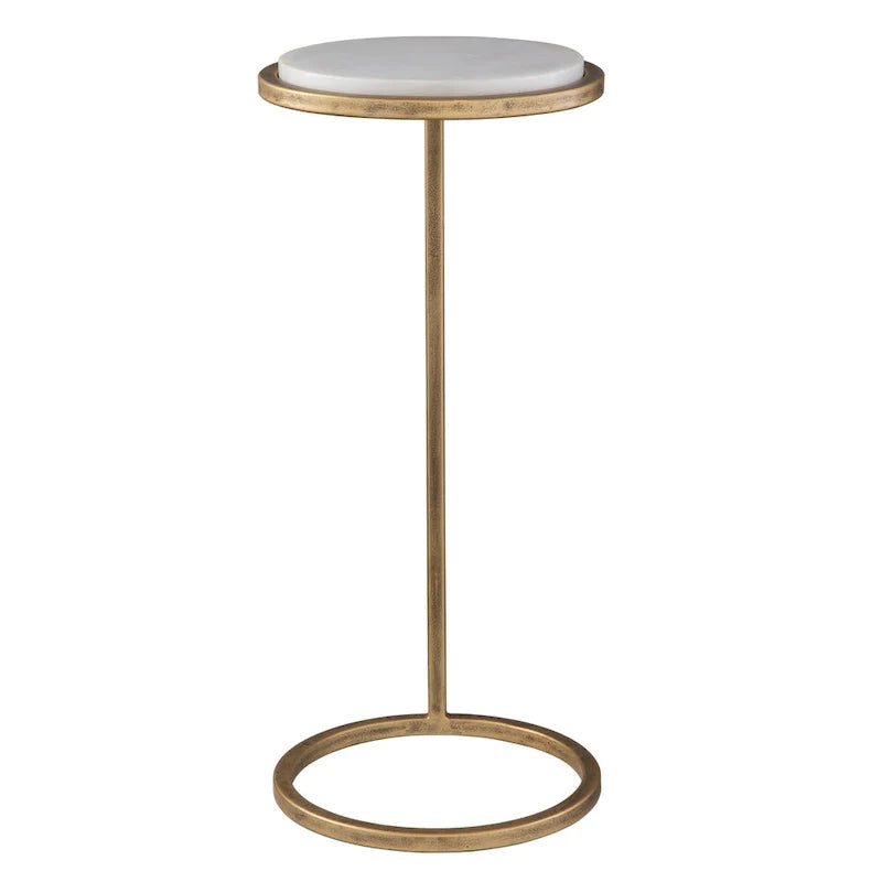 Copper Grove Vintage Gold Iron and White Marble Accent Table 2