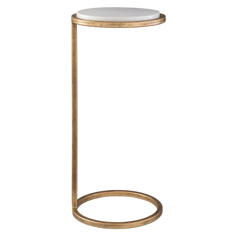 Copper Grove Vintage Gold Iron and White Marble Accent Table 3