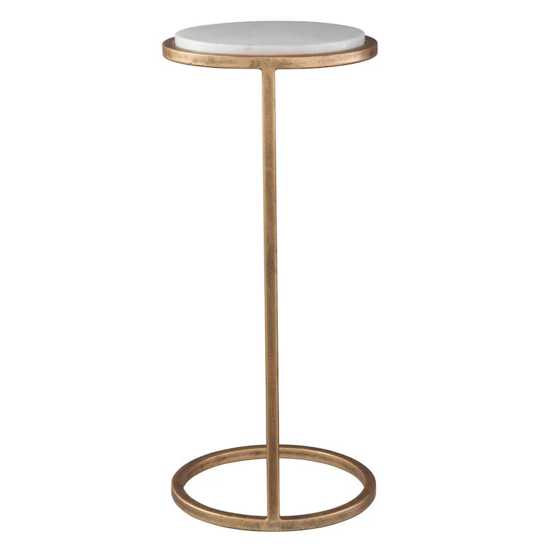 Copper Grove Vintage Gold Iron and White Marble Accent Table 4