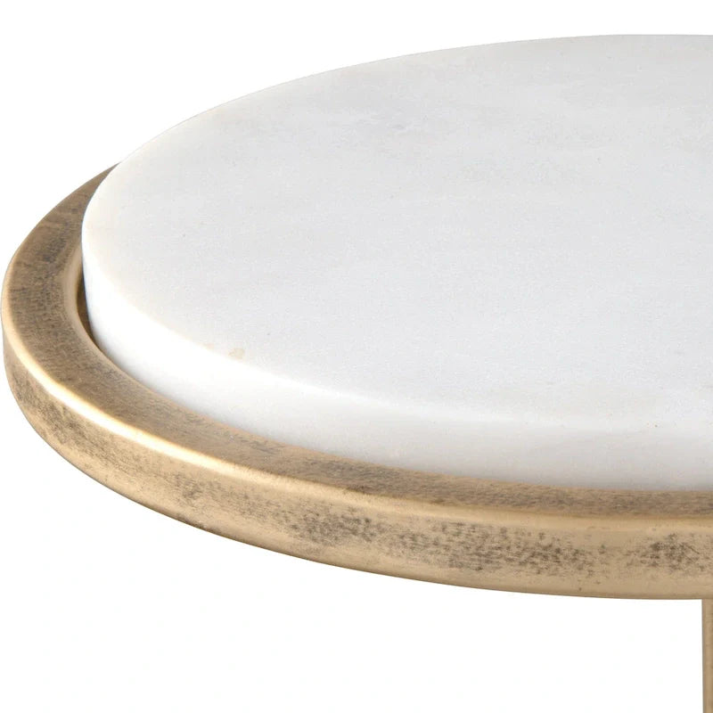 Copper Grove Vintage Gold Iron and White Marble Accent Table 5