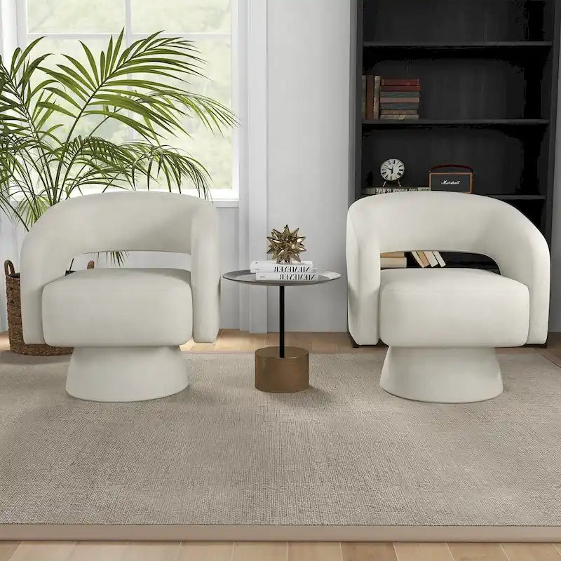 Modern Upholstered Armchair with 360-Degree Swivel Design 20