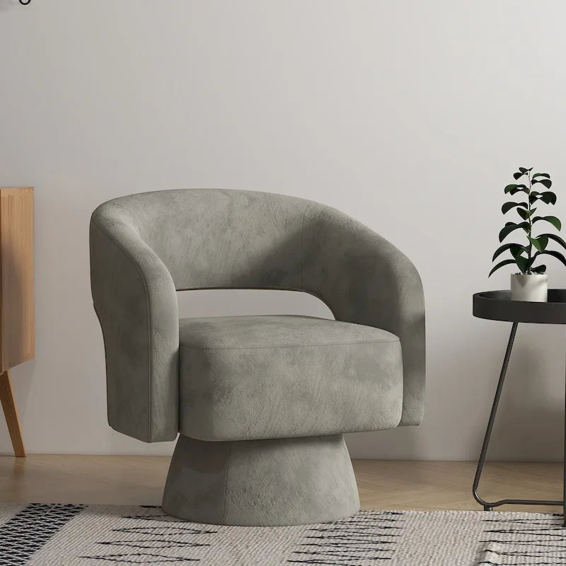 Modern Upholstered Armchair with 360-Degree Swivel Design 21