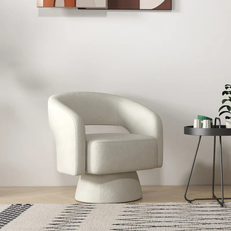 Modern Upholstered Armchair with 360-Degree Swivel Design 22