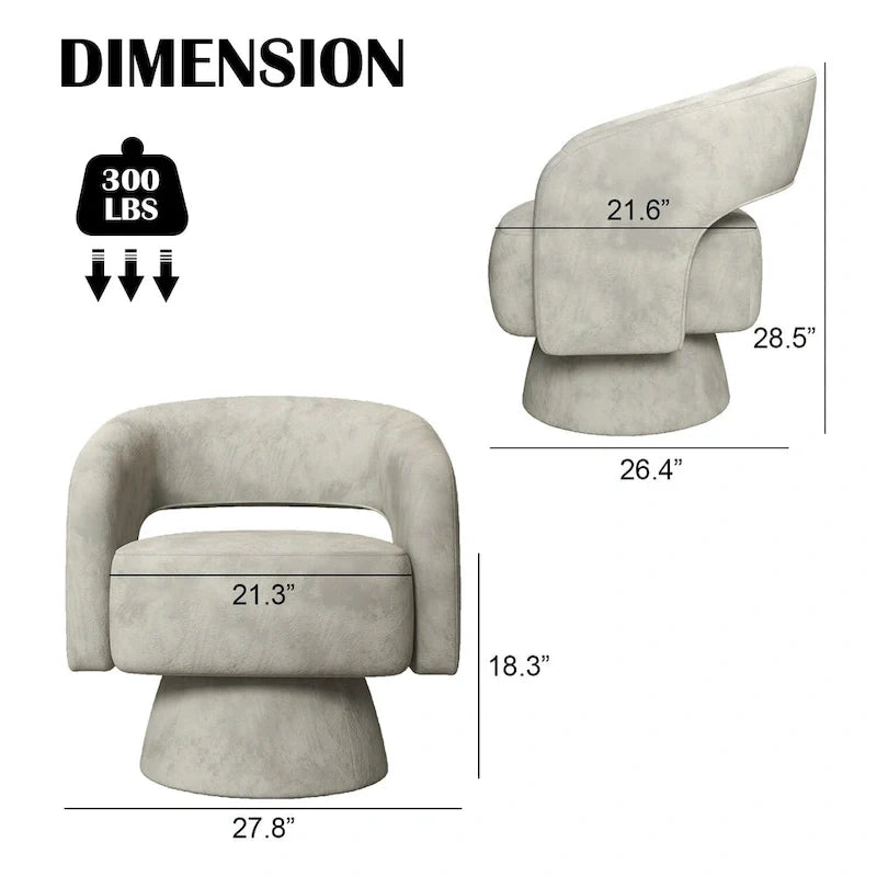 Modern Upholstered Armchair with 360-Degree Swivel Design 3