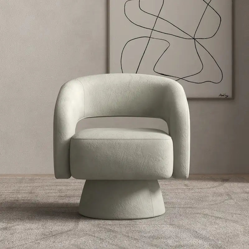 Modern Upholstered Armchair with 360-Degree Swivel Design 8