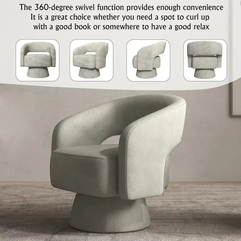 Modern Upholstered Armchair with 360-Degree Swivel Design 9