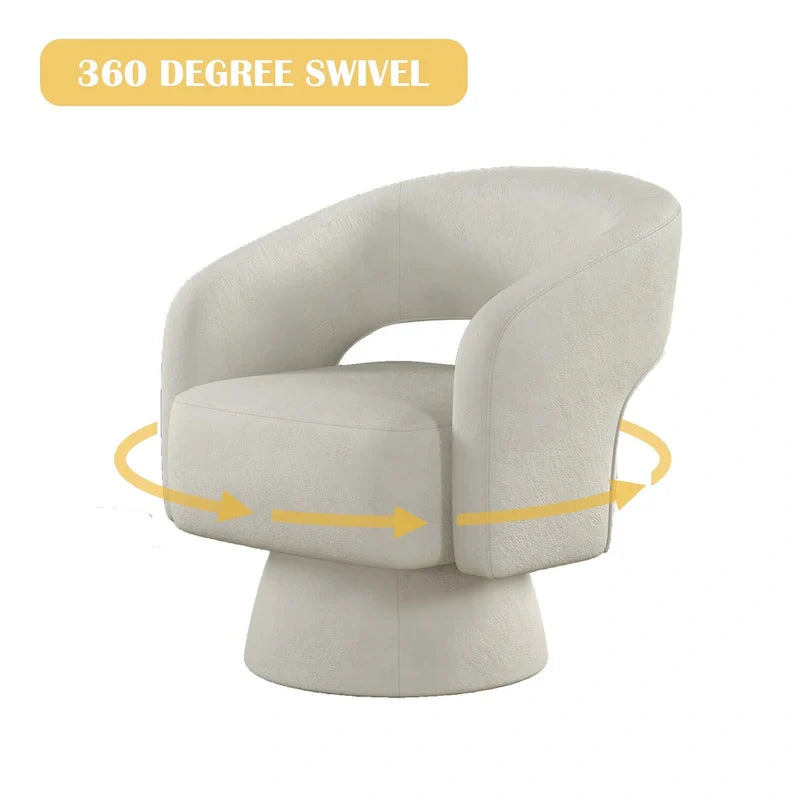 Modern Upholstered Armchair with 360-Degree Swivel Design 10