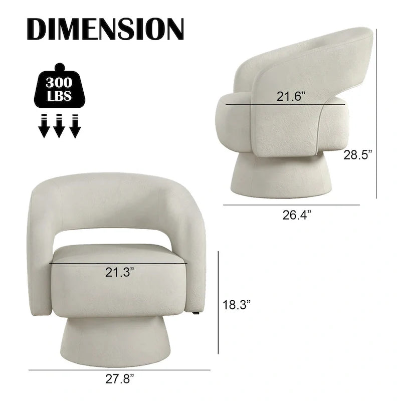 Modern Upholstered Armchair with 360-Degree Swivel Design 14