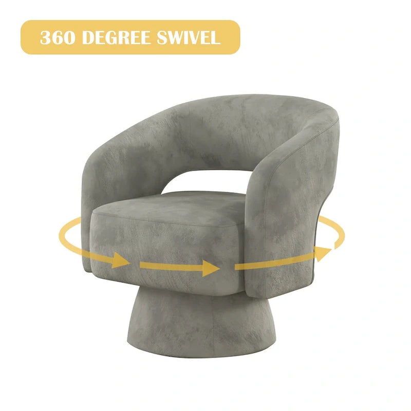Modern Upholstered Armchair with 360-Degree Swivel Design 15