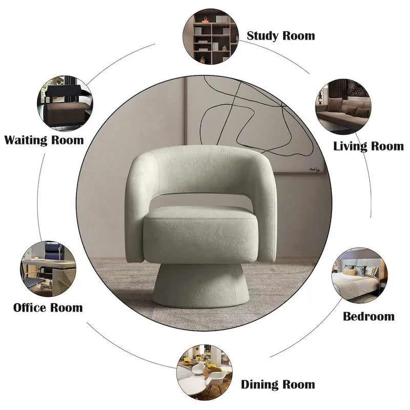 Modern Upholstered Armchair with 360-Degree Swivel Design 17