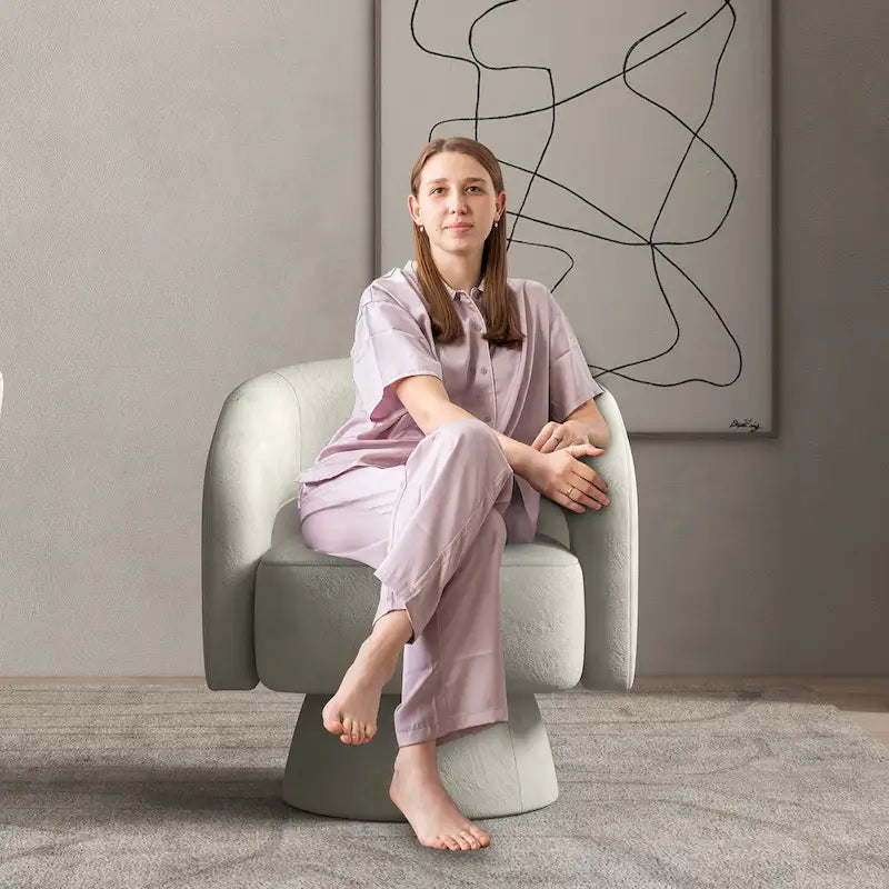 Modern Upholstered Armchair with 360-Degree Swivel Design 18