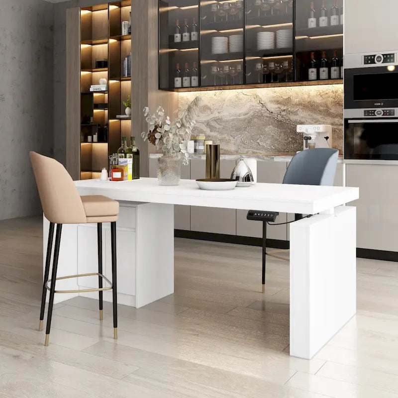 Modern White Adjustable Workstation - 70.9W Dining Table & Office Desk 1