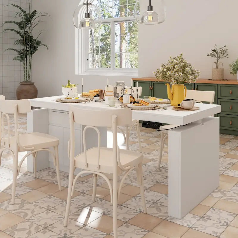 Modern White Adjustable Workstation - 70.9W Dining Table & Office Desk 6