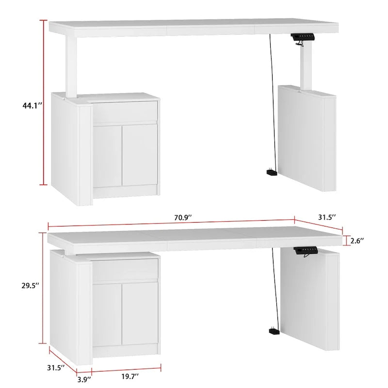 Modern White Adjustable Workstation - 70.9W Dining Table & Office Desk 12