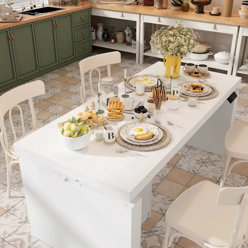 Modern White Adjustable Workstation - 70.9W Dining Table & Office Desk 13