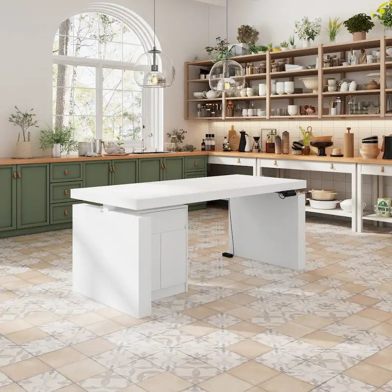 Modern White Adjustable Workstation - 70.9W Dining Table & Office Desk 17