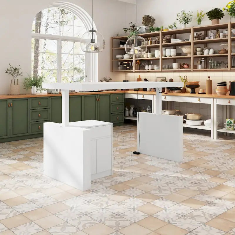 Modern White Adjustable Workstation - 70.9W Dining Table & Office Desk 18