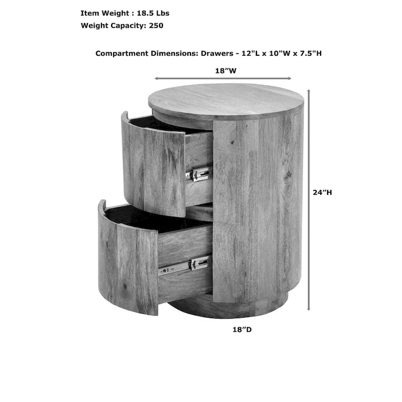 Kingston 18-Inch Round Nightstand with 2 Drawers by Carolina Living 8