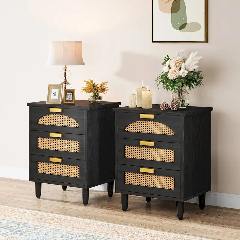 20-Inch Green Wooden Nightstand with 3 Drawers - Bedside Storage Cabinet for Bedroom 18