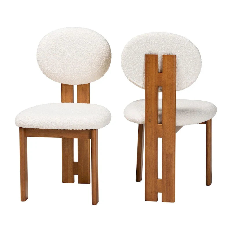 Kacela Contemporary Japandi Boucle Upholstered Wood Dining Chair Set - 2 Pieces 17