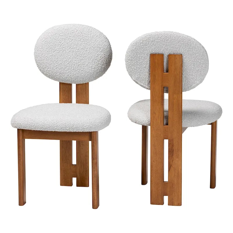 Kacela Contemporary Japandi Boucle Upholstered Wood Dining Chair Set - 2 Pieces 18