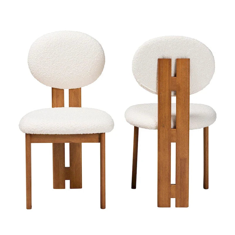 Kacela Contemporary Japandi Boucle Upholstered Wood Dining Chair Set - 2 Pieces 3