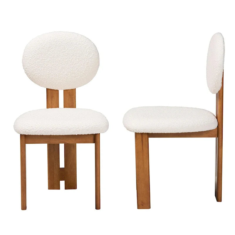 Kacela Contemporary Japandi Boucle Upholstered Wood Dining Chair Set - 2 Pieces 4
