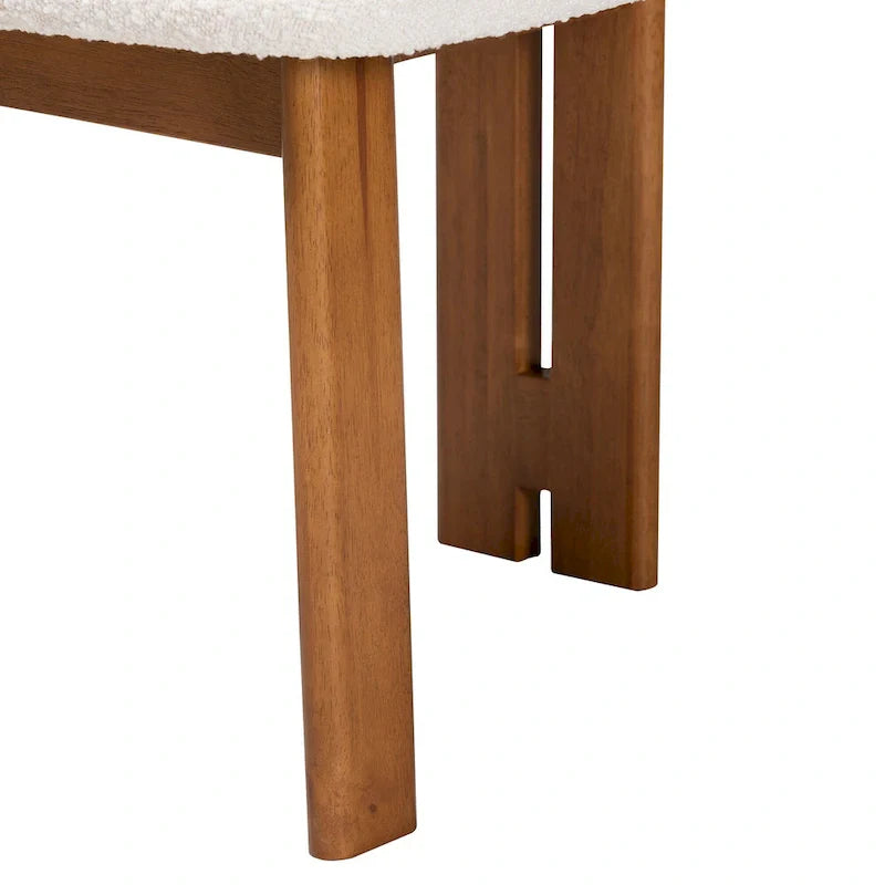Kacela Contemporary Japandi Boucle Upholstered Wood Dining Chair Set - 2 Pieces 6