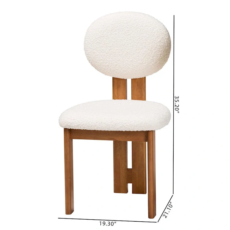 Kacela Contemporary Japandi Boucle Upholstered Wood Dining Chair Set - 2 Pieces 10