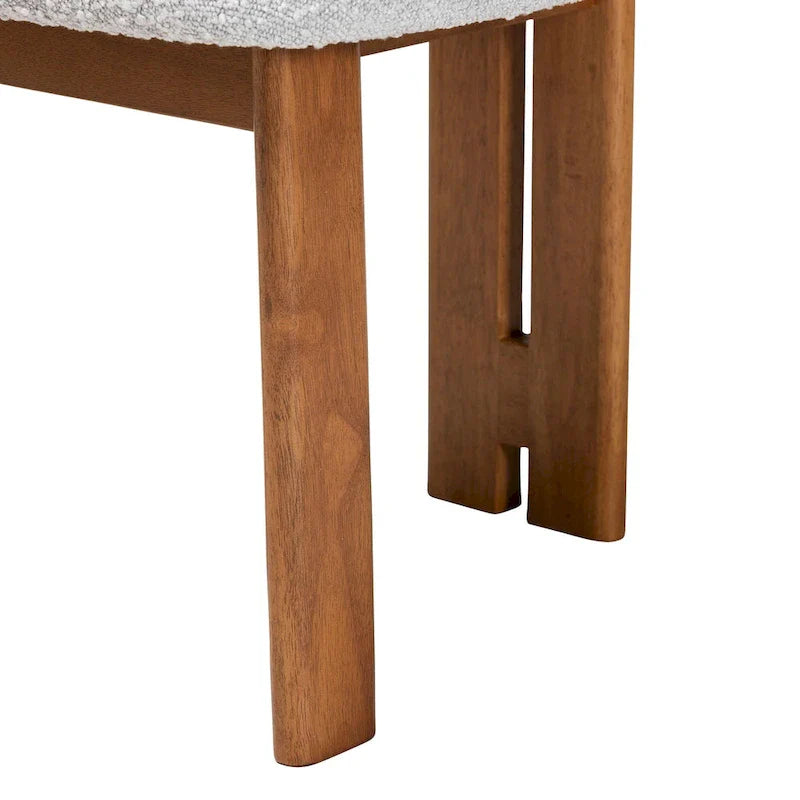 Kacela Contemporary Japandi Boucle Upholstered Wood Dining Chair Set - 2 Pieces 11