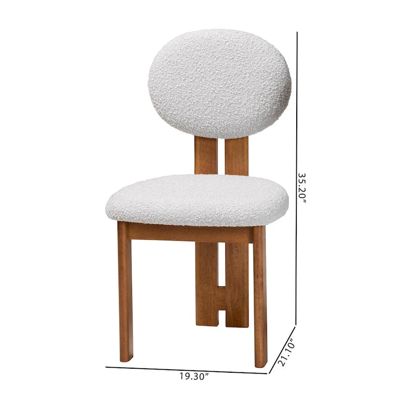 Kacela Contemporary Japandi Boucle Upholstered Wood Dining Chair Set - 2 Pieces 15