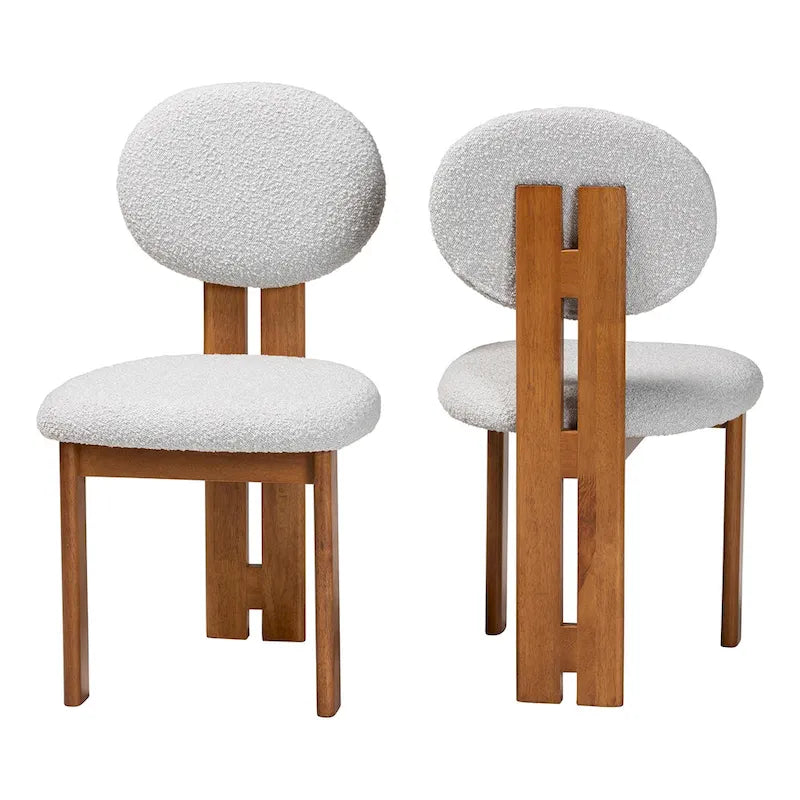 Kacela Contemporary Japandi Boucle Upholstered Wood Dining Chair Set - 2 Pieces 16