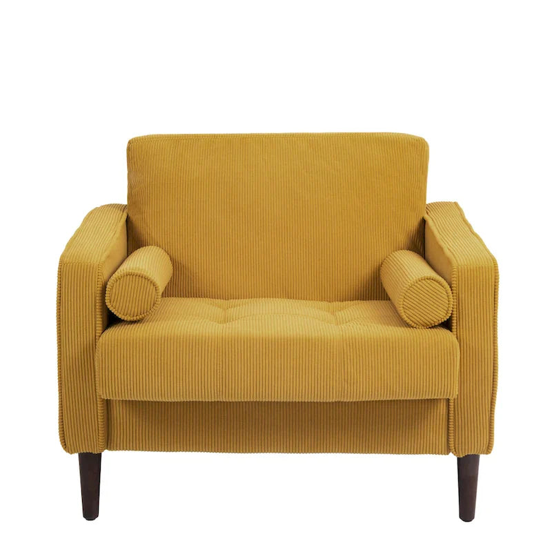 Set of 2 Modern Wide Armchairs in Corduroy - Accent Chairs 15