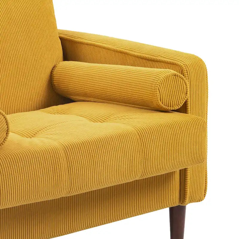 Set of 2 Modern Wide Armchairs in Corduroy - Accent Chairs 17