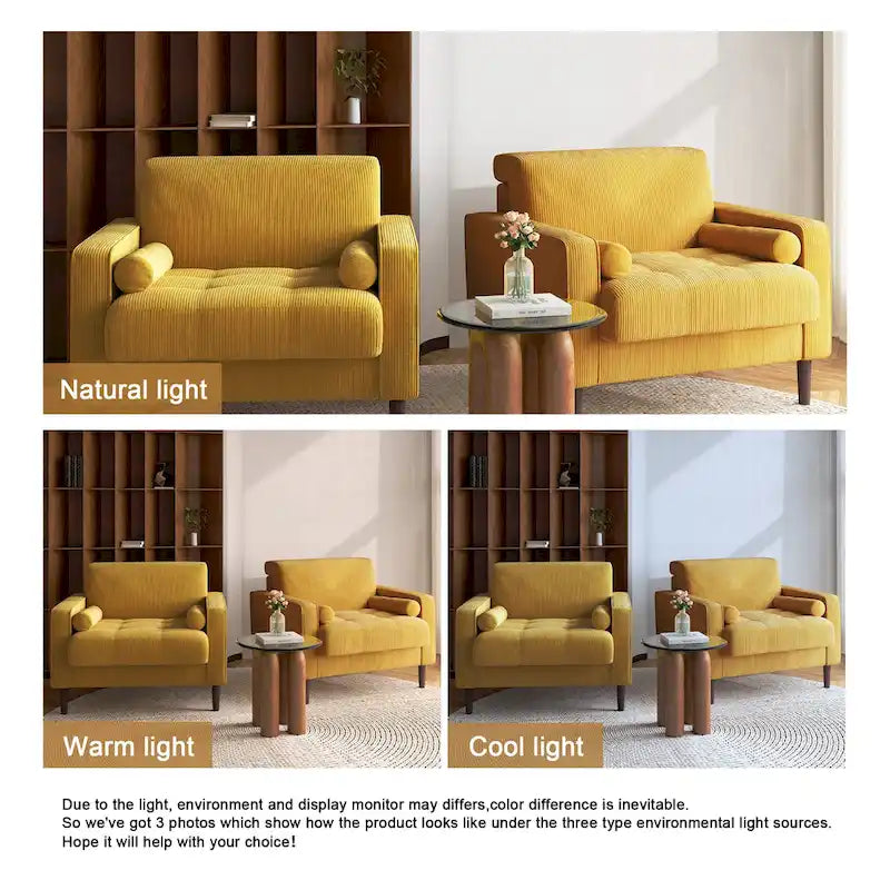 Set of 2 Modern Wide Armchairs in Corduroy - Accent Chairs 19
