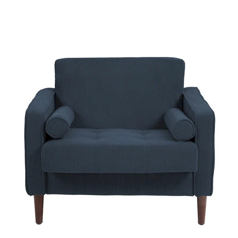 Set of 2 Modern Wide Armchairs in Corduroy - Accent Chairs 25