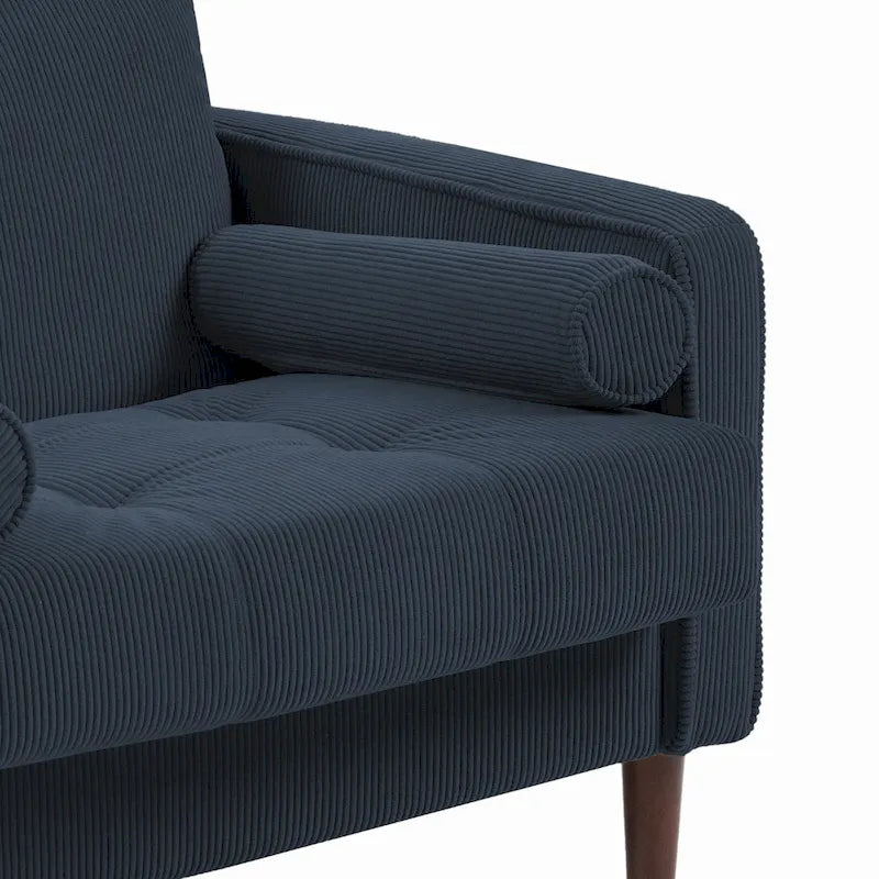 Set of 2 Modern Wide Armchairs in Corduroy - Accent Chairs 27