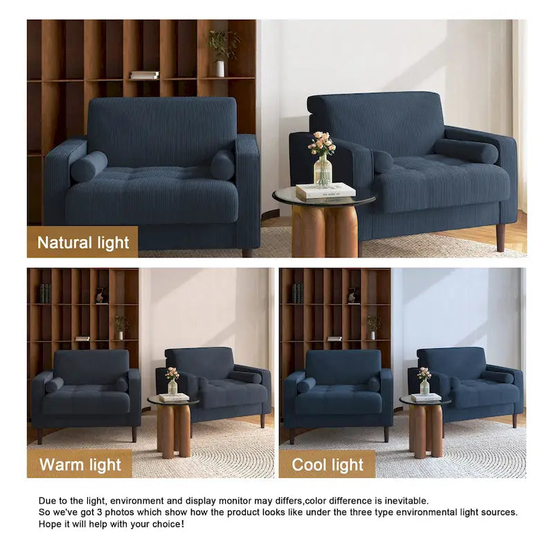 Set of 2 Modern Wide Armchairs in Corduroy - Accent Chairs 29