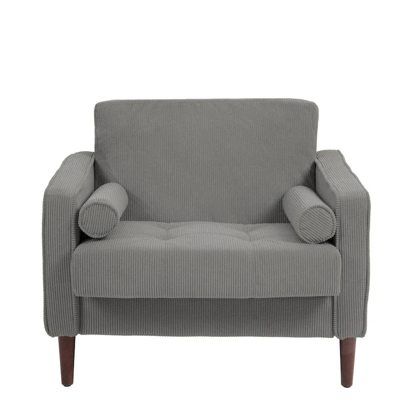 Set of 2 Modern Wide Armchairs in Corduroy - Accent Chairs 35