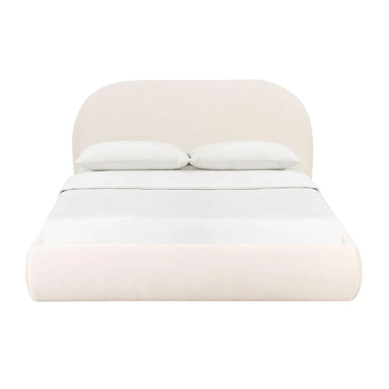 Bara King Bed in Cream Textured Velvet 3