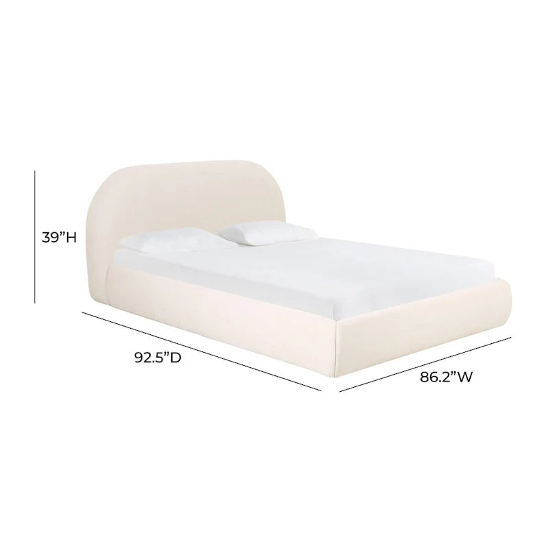Bara King Bed in Cream Textured Velvet 7