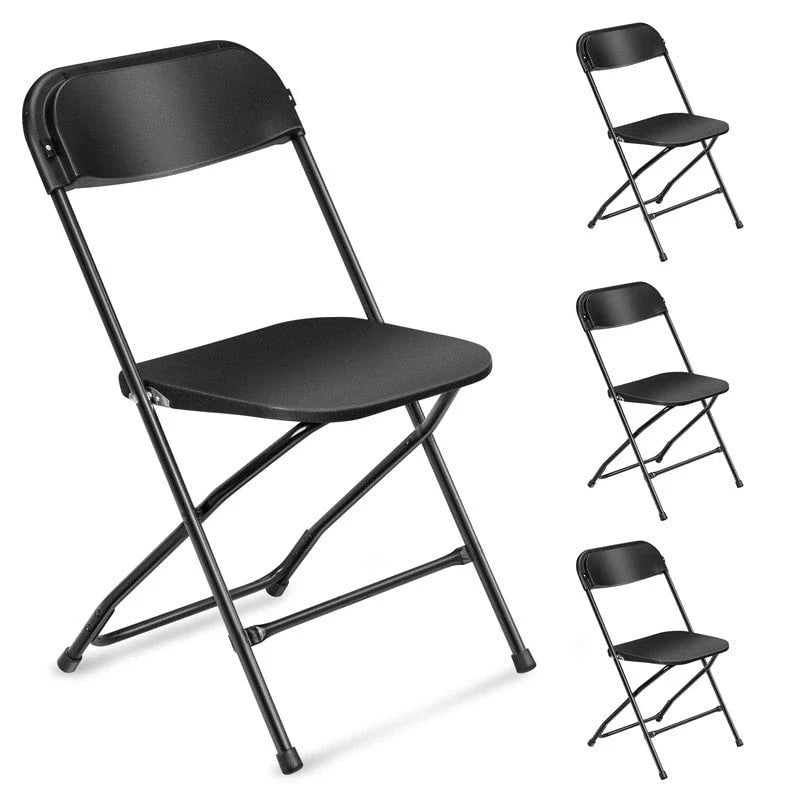 Set of 4 Portable Stackable Plastic Folding Chairs with Steel Frame for Indoor and Outdoor Events 10
