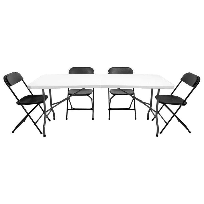 Set of 4 Portable Stackable Plastic Folding Chairs with Steel Frame for Indoor and Outdoor Events 3