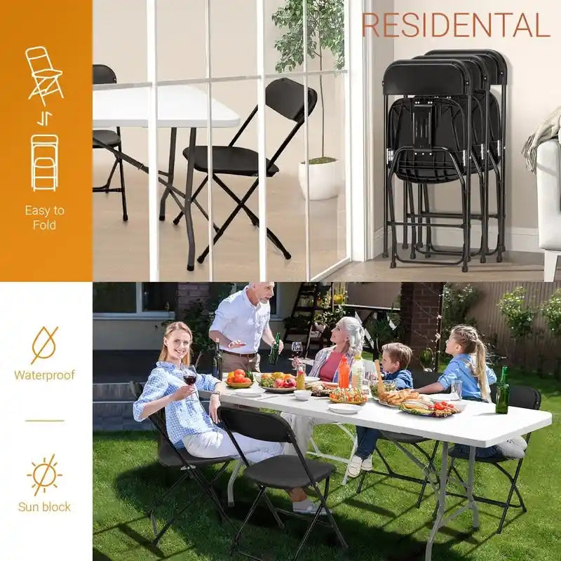 Set of 4 Portable Stackable Plastic Folding Chairs with Steel Frame for Indoor and Outdoor Events 4