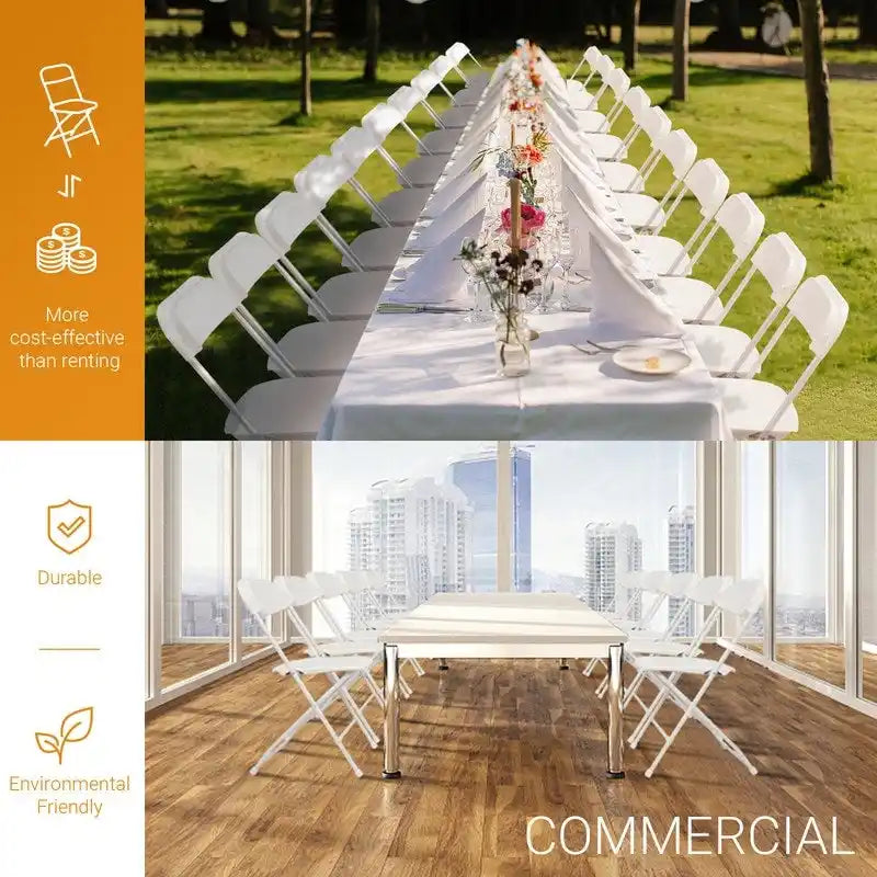 Set of 4 Portable Stackable Plastic Folding Chairs with Steel Frame for Indoor and Outdoor Events 5