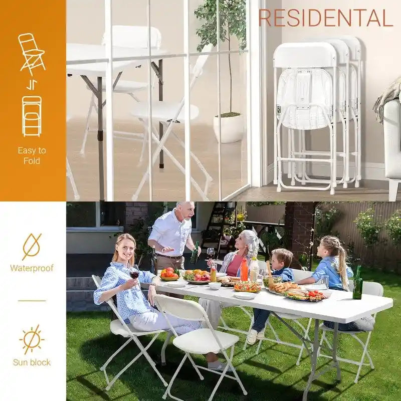 Set of 4 Portable Stackable Plastic Folding Chairs with Steel Frame for Indoor and Outdoor Events 8